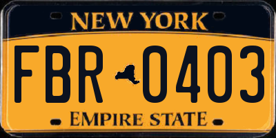NY license plate FBR0403