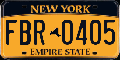 NY license plate FBR0405