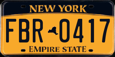 NY license plate FBR0417
