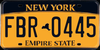 NY license plate FBR0445