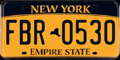 NY license plate FBR0530