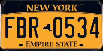 NY license plate FBR0534