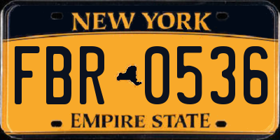 NY license plate FBR0536