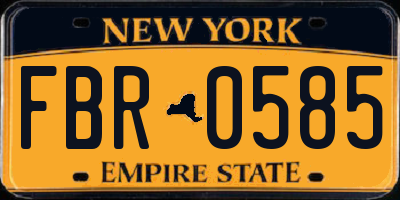 NY license plate FBR0585