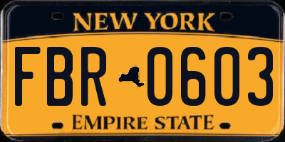 NY license plate FBR0603
