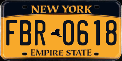 NY license plate FBR0618