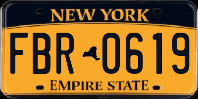 NY license plate FBR0619