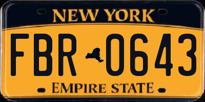 NY license plate FBR0643