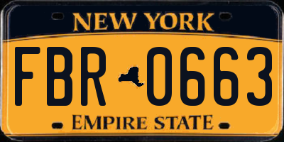 NY license plate FBR0663
