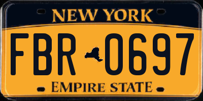 NY license plate FBR0697
