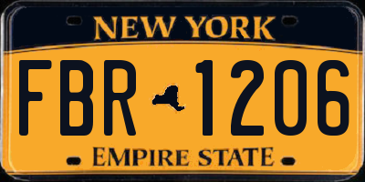NY license plate FBR1206