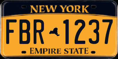 NY license plate FBR1237
