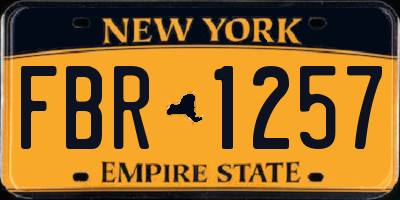 NY license plate FBR1257