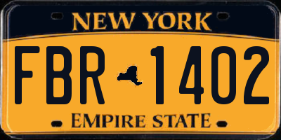 NY license plate FBR1402