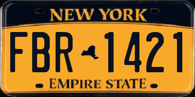 NY license plate FBR1421