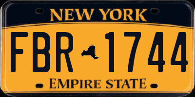 NY license plate FBR1744