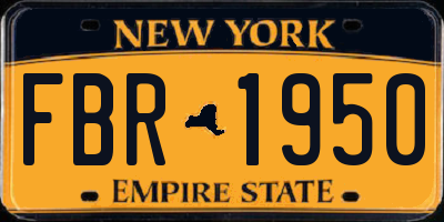 NY license plate FBR1950