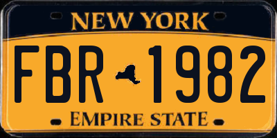 NY license plate FBR1982