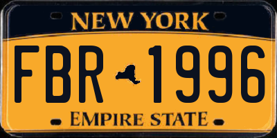 NY license plate FBR1996