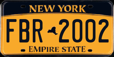 NY license plate FBR2002