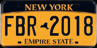 NY license plate FBR2018
