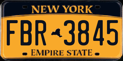 NY license plate FBR3845