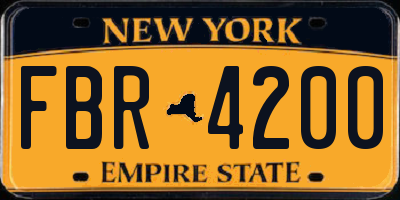 NY license plate FBR4200