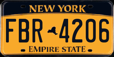 NY license plate FBR4206