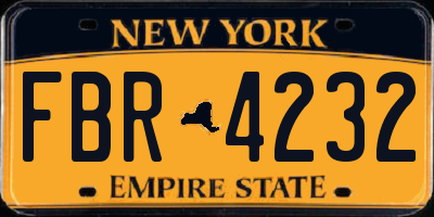 NY license plate FBR4232
