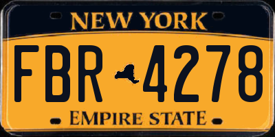 NY license plate FBR4278