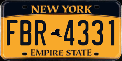 NY license plate FBR4331