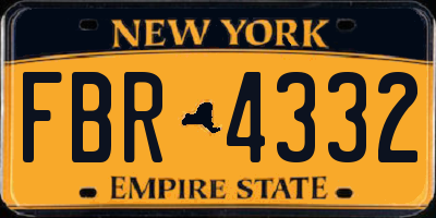 NY license plate FBR4332