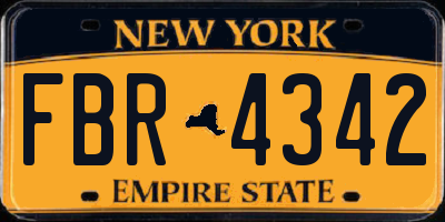 NY license plate FBR4342