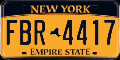 NY license plate FBR4417