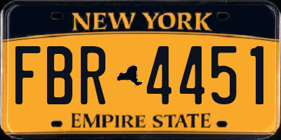 NY license plate FBR4451