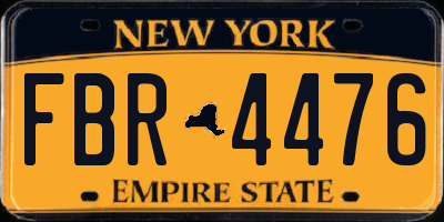 NY license plate FBR4476