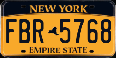 NY license plate FBR5768