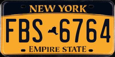 NY license plate FBS6764