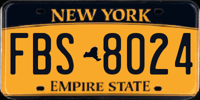 NY license plate FBS8024