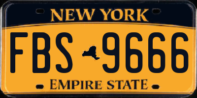 NY license plate FBS9666