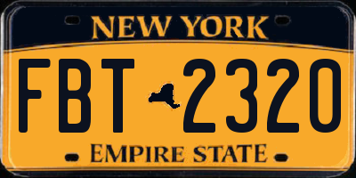 NY license plate FBT2320