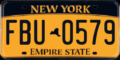 NY license plate FBU0579