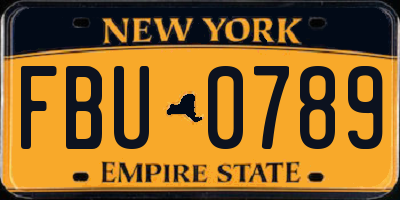 NY license plate FBU0789