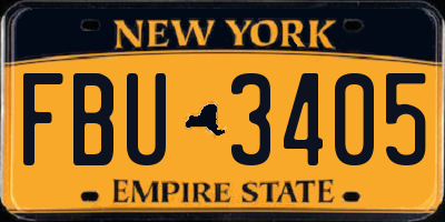 NY license plate FBU3405