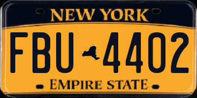 NY license plate FBU4402