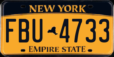 NY license plate FBU4733