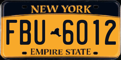 NY license plate FBU6012