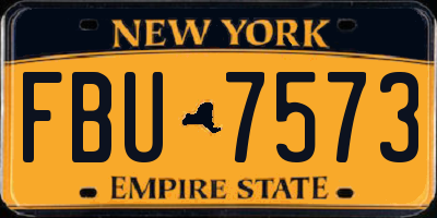 NY license plate FBU7573