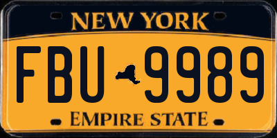 NY license plate FBU9989