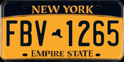 NY license plate FBV1265